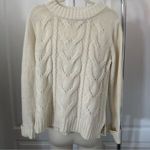 Joe Fresh Cream Sweater with Cable Knit Design Size L